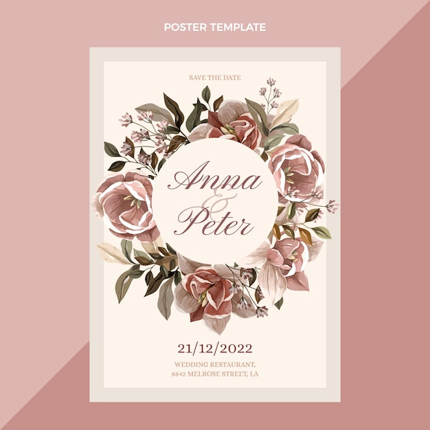 Hand drawn wedding vertical poster template