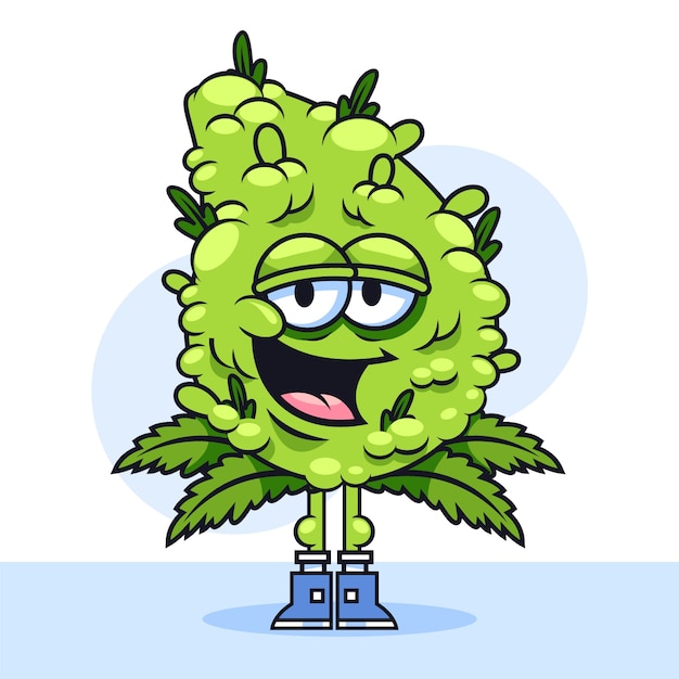 Hand drawn weed cartoon illustration