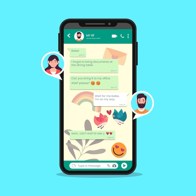 Hand drawn whatsapp chat template