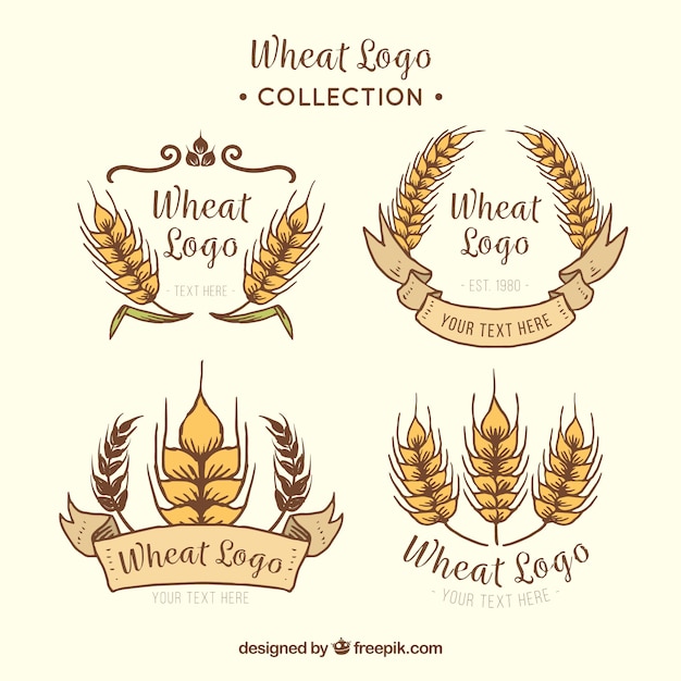 Hand drawn wheat logo collection