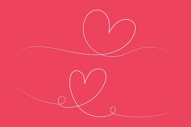 Vector hand drawn white line hearts