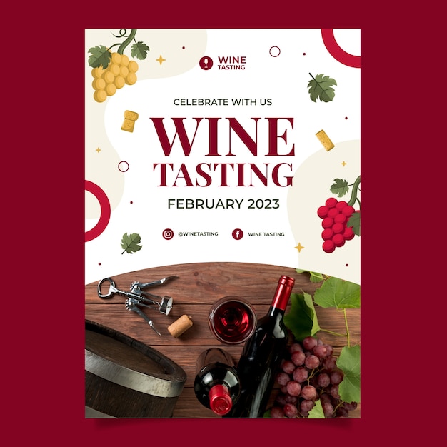 Vector hand drawn wine tasting poster template