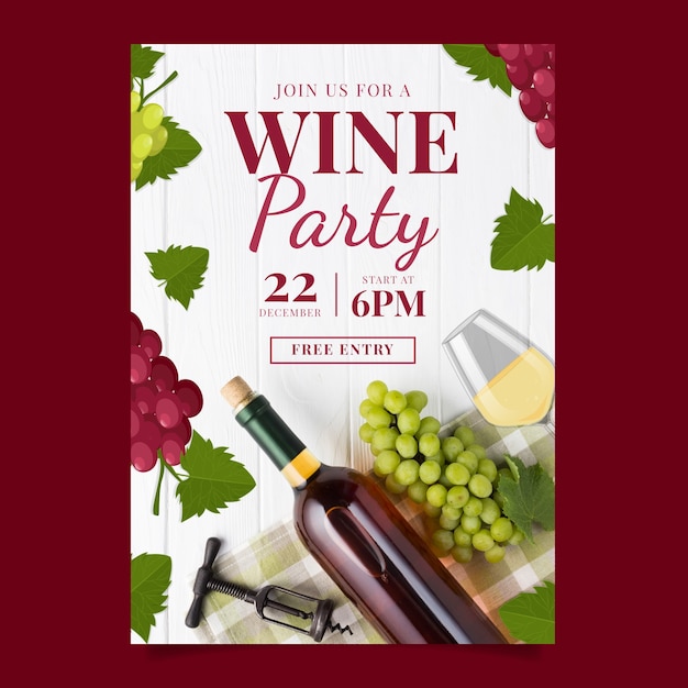 Hand drawn wine tasting poster template