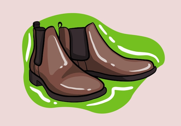 Hand drawn winter men boots. Flat Winter boots design for web, print, t-shirt and mobile. shoe boots