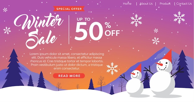 Hand Drawn Winter Sale Background Flat Design Concept