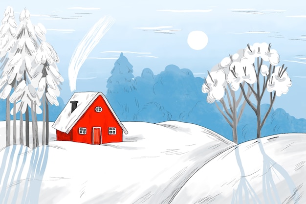 Hand drawn winter season celebration background