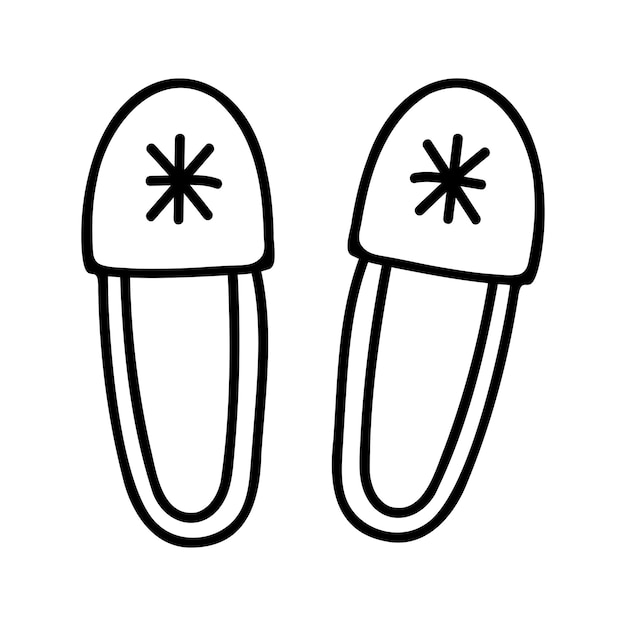 Hand drawn winter warm slippers Doodle vector illustration