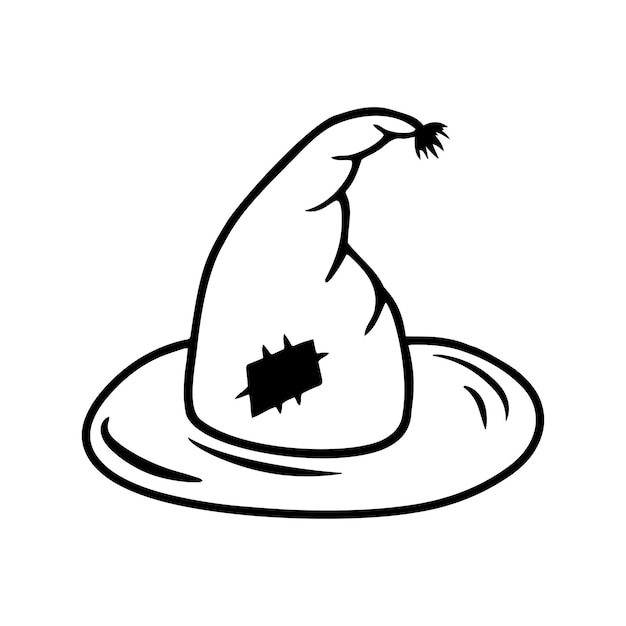 Hand drawn witch hat isolated on a white background