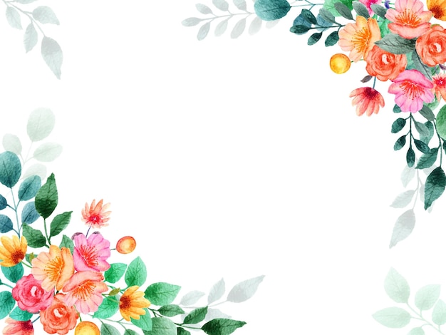 hand drawn with spring floral arrangement frame background