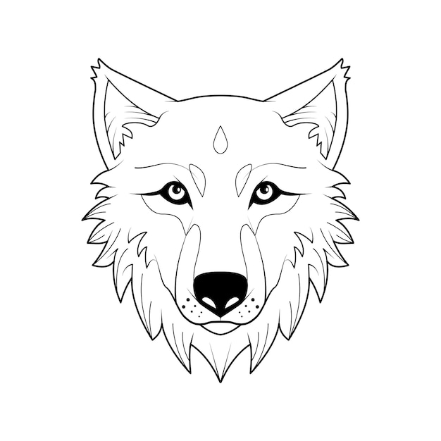 Hand drawn wolf head outline illustration