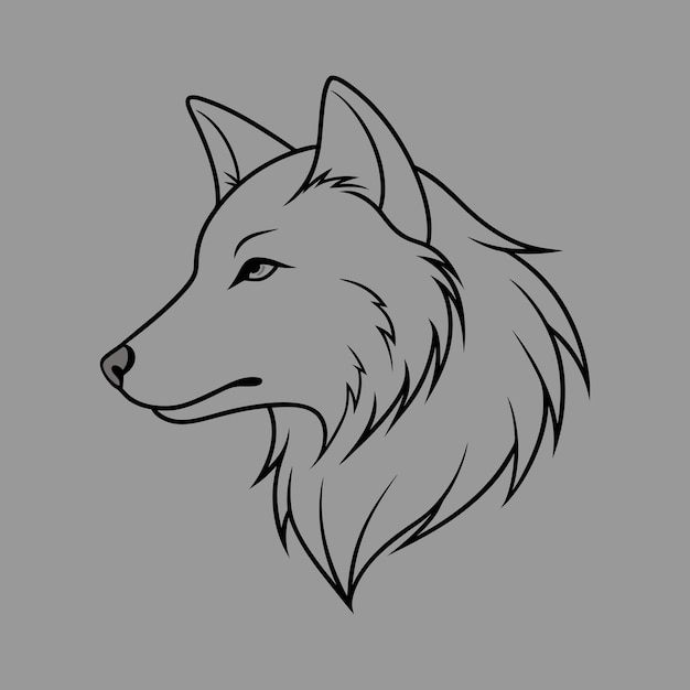 Vector hand drawn wolf head silhouette