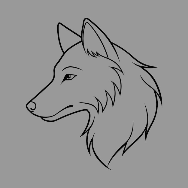 Vector hand drawn wolf head silhouette