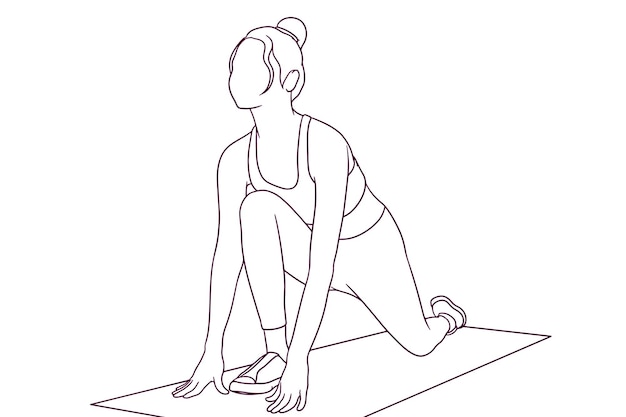 Hand drawn woman doing fitness illustration