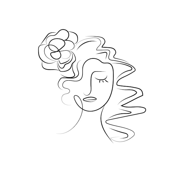 Hand drawn woman and flowers