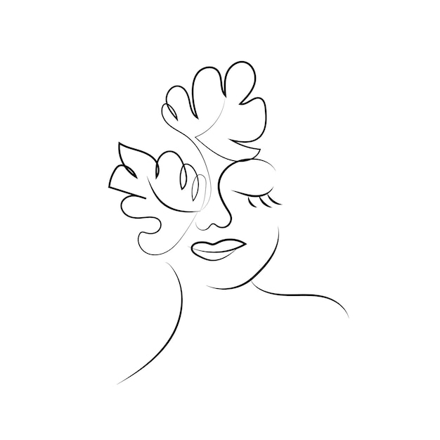 Hand drawn woman and flowers