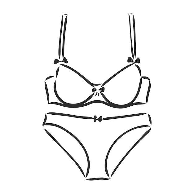 Hand Drawn Women s Bra Sketch Symbol isolated on white backgroundvector sketch on a white background