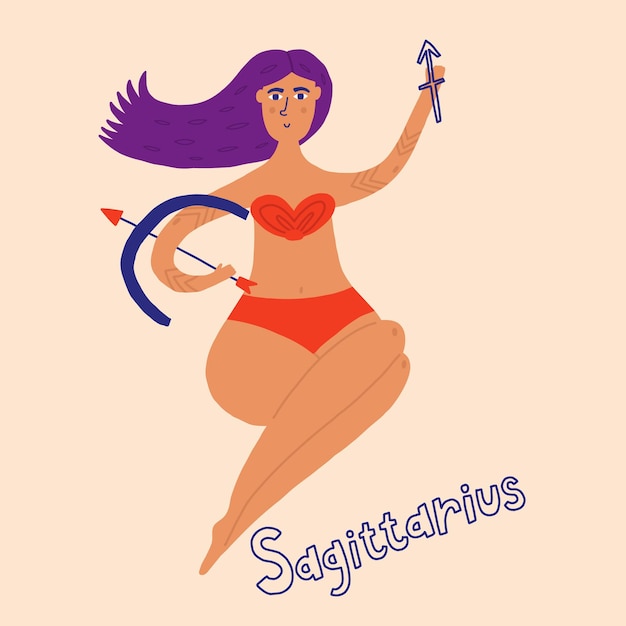 Hand Drawn women zodiac sign sagittarius