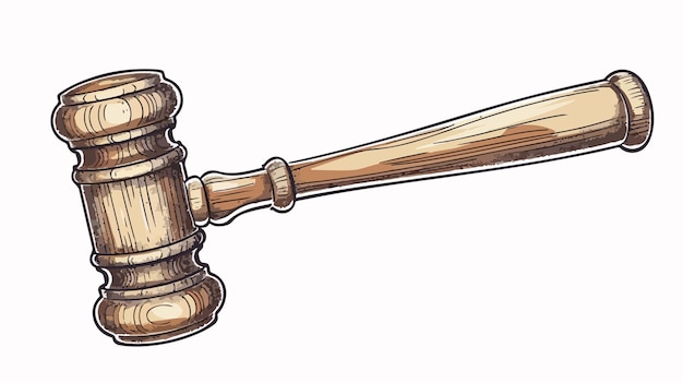 Hand Drawn Wooden Gavel Vector Design Illustration