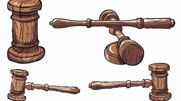 Hand Drawn Wooden Gavel Vector Design Illustration