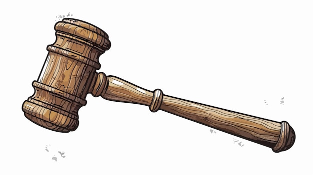 Hand Drawn Wooden Gavel Vector Design Illustration