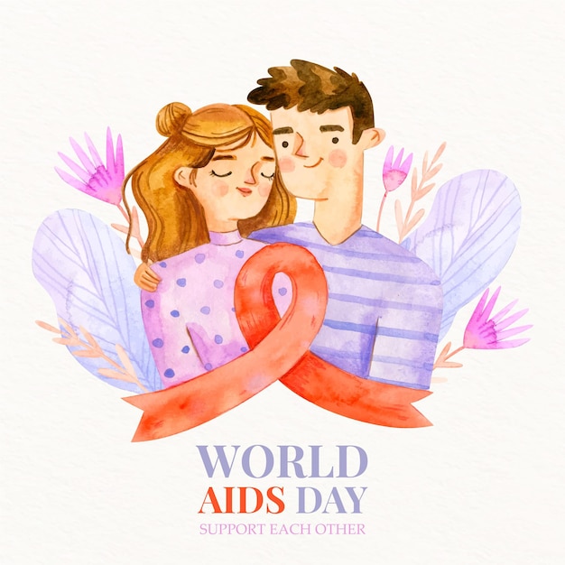 Hand drawn world aids day