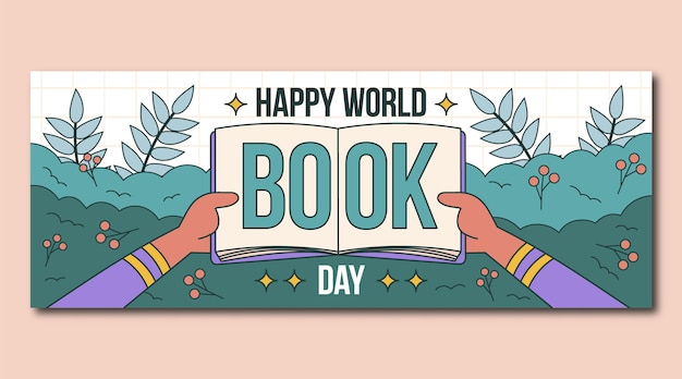 Hand drawn world book day horizontal banner