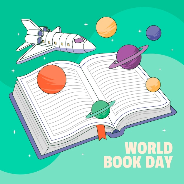 Hand drawn world book day illustration