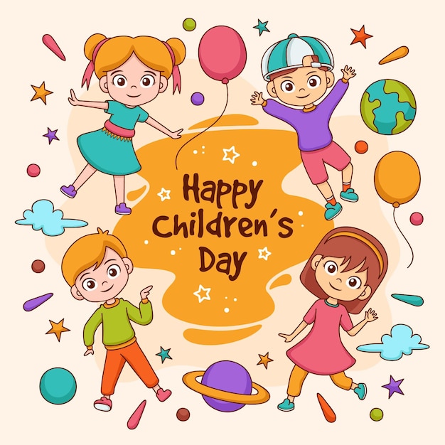 Hand drawn world children's day illustrated