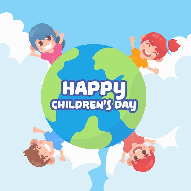 Hand drawn world children's day illustration