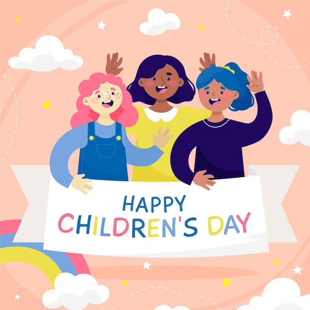 Hand drawn world children's day illustration