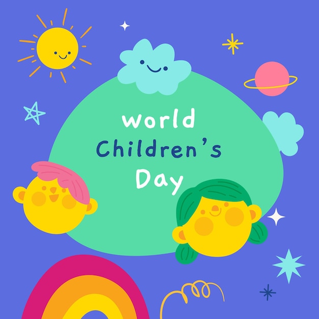 Hand drawn world children's day illustration