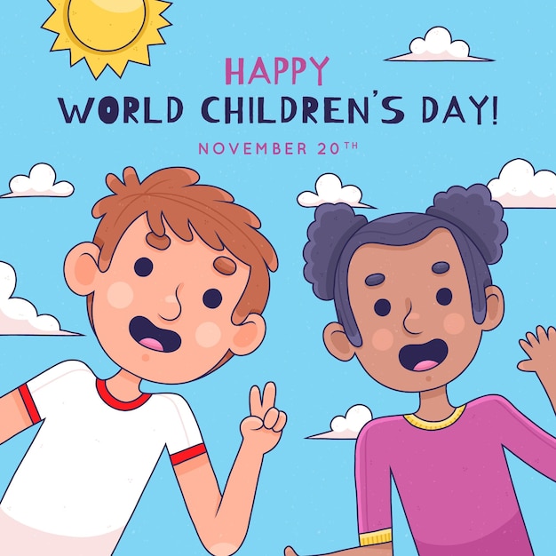 Hand drawn world children's day illustration