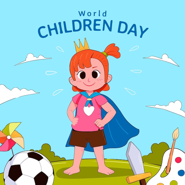 Hand drawn world children's day illustration