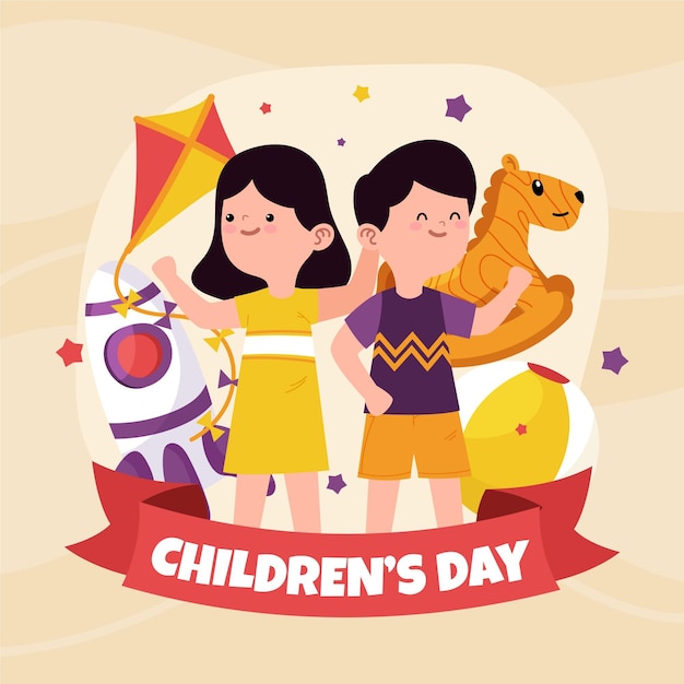 Hand drawn world childrens day concept