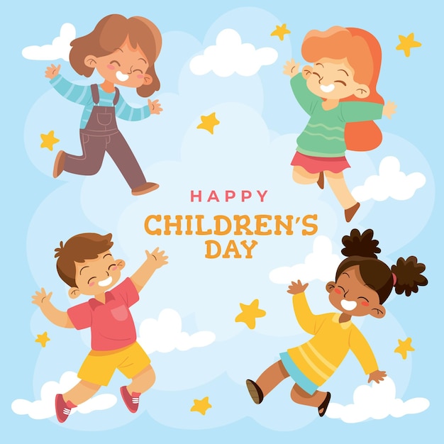 Hand drawn world childrens day concept