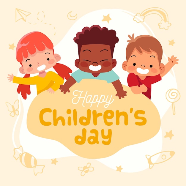 Hand drawn world childrens day concept