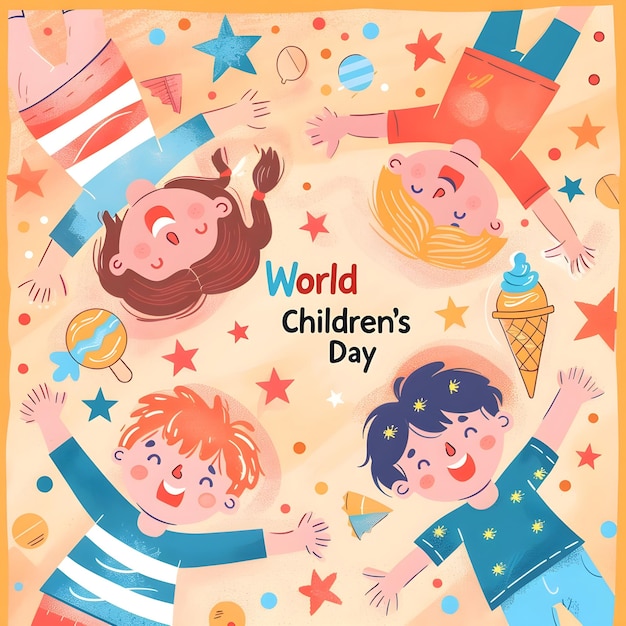 Hand drawn world childrens day illustration