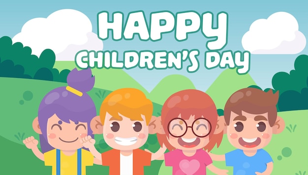 Hand drawn world childrens day illustration