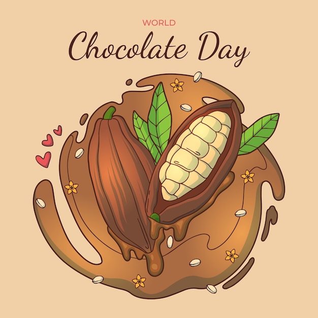 Hand drawn world chocolate day illustration