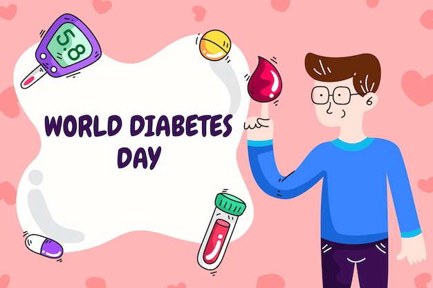 Hand drawn world diabetes day illustration