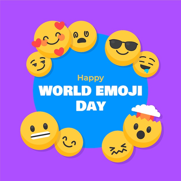 Hand drawn world emoji day illustrated