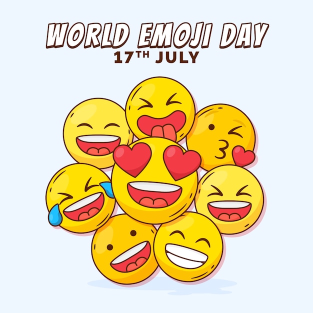 Hand drawn world emoji day illustration