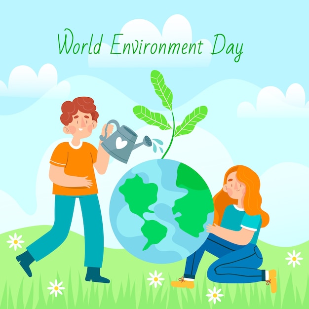 Hand drawn world environment day illustration