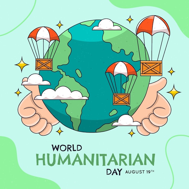 Hand drawn world humanitarian day illustration