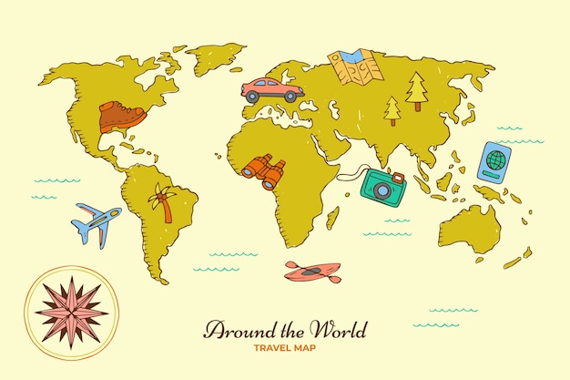 Hand drawn world map illustration