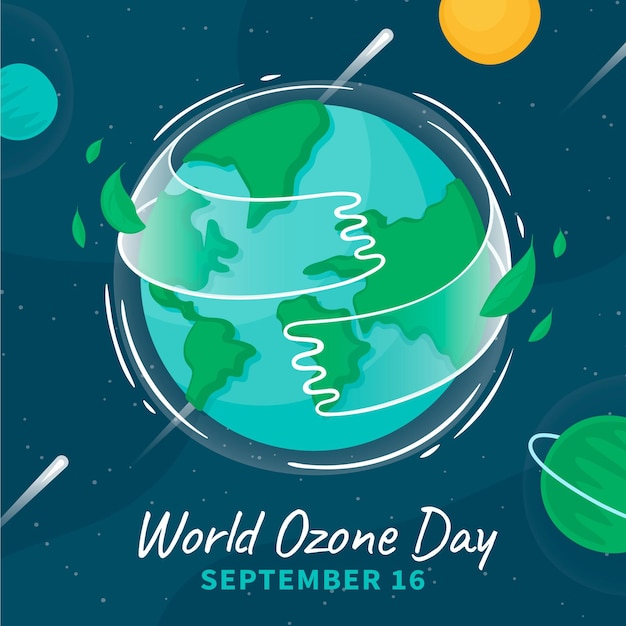 Hand drawn world ozone day illustration