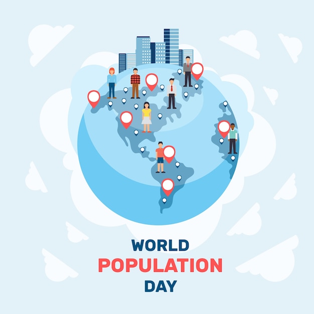 Hand drawn world population day illustration