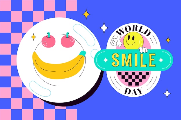 Vector hand drawn world smile day celebration background