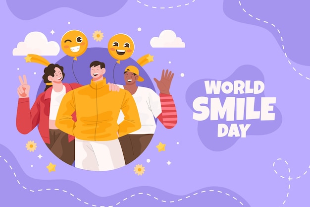 Vector hand drawn world smile day celebration background