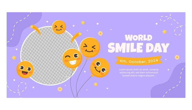 Vector hand drawn world smile day celebration banner